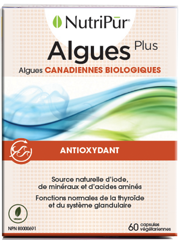 Algues plus - Nutripur - Algues CANADIENNES BIOLOGIQUES - Antioxydant - source d'iodine, mineral, AA - fonctions normales de la thyroide et du systeme glandulaire