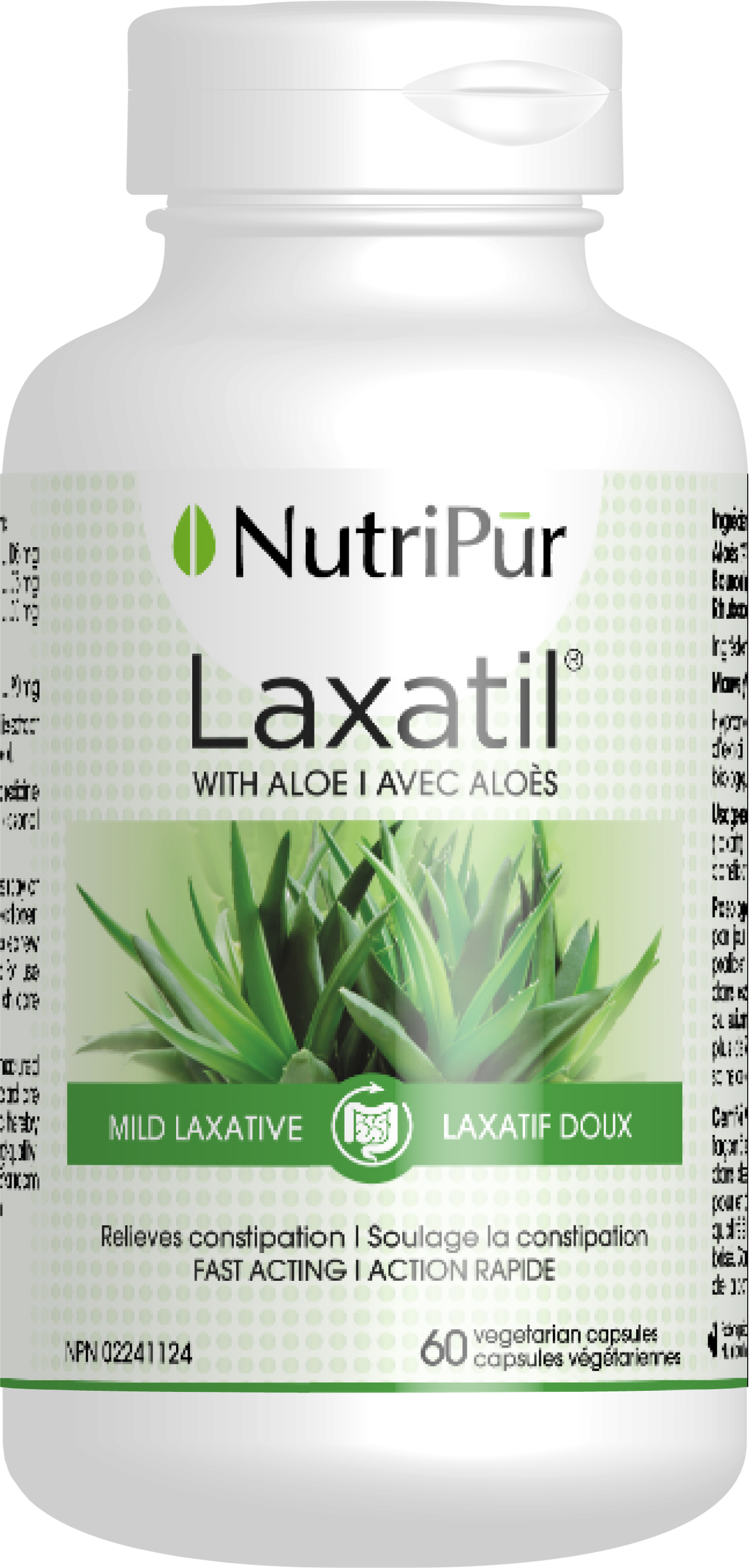 Laxatil - Nutripur - Aloe vera with 18% Aloin - mild laxatil - relieves constipation 