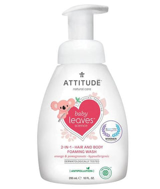 Attitude - 2 in 1 Foaming Wash 295 ml - Orange & Pomegranate - Ebambu.ca free delivery >59$