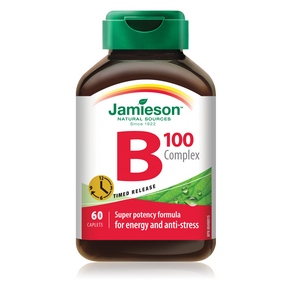 Jamieson B Complex Timed Release 100 mg 60 caplets by Jamieson - Ebambu.ca natural health product store - free shipping <59$ 