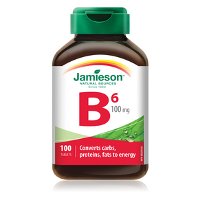 Jamieson Vitamin B6 (Pyridoxine) 100 tablets by Jamieson - Ebambu.ca natural health product store - free shipping <59$ 