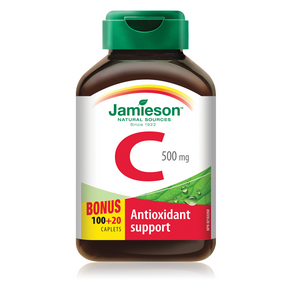 Jamieson Vitamin C 500 mg Bonus 100+20 caplets by Jamieson - Ebambu.ca natural health product store - free shipping <59$ 